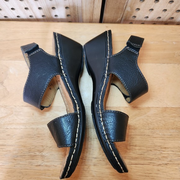 SOFTSPOTS Women's •Pamela• Wedge Sandal 8M Pillow Top Tech Black Upper Leather - Picture 4 of 7